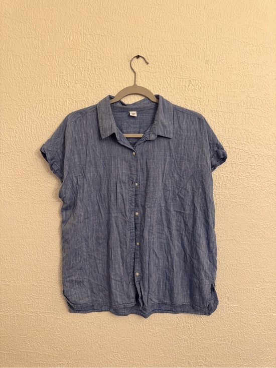 Old Navy Tops - Old Navy Blue Short-Sleeve Button-Down Women's Shirt